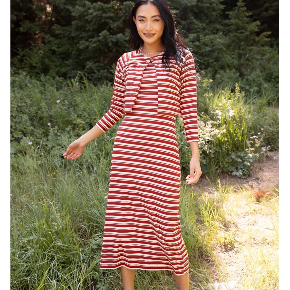 💜5 for $25 NWOT Sweetsalt Clothing Red and White Midi Sundress with cardigan